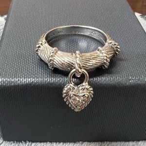 ⭐️SUMMER SALE⭐️ JUDITH RIPKA 925 Sterling Silver Heart Dangle Diamonique Ring 8